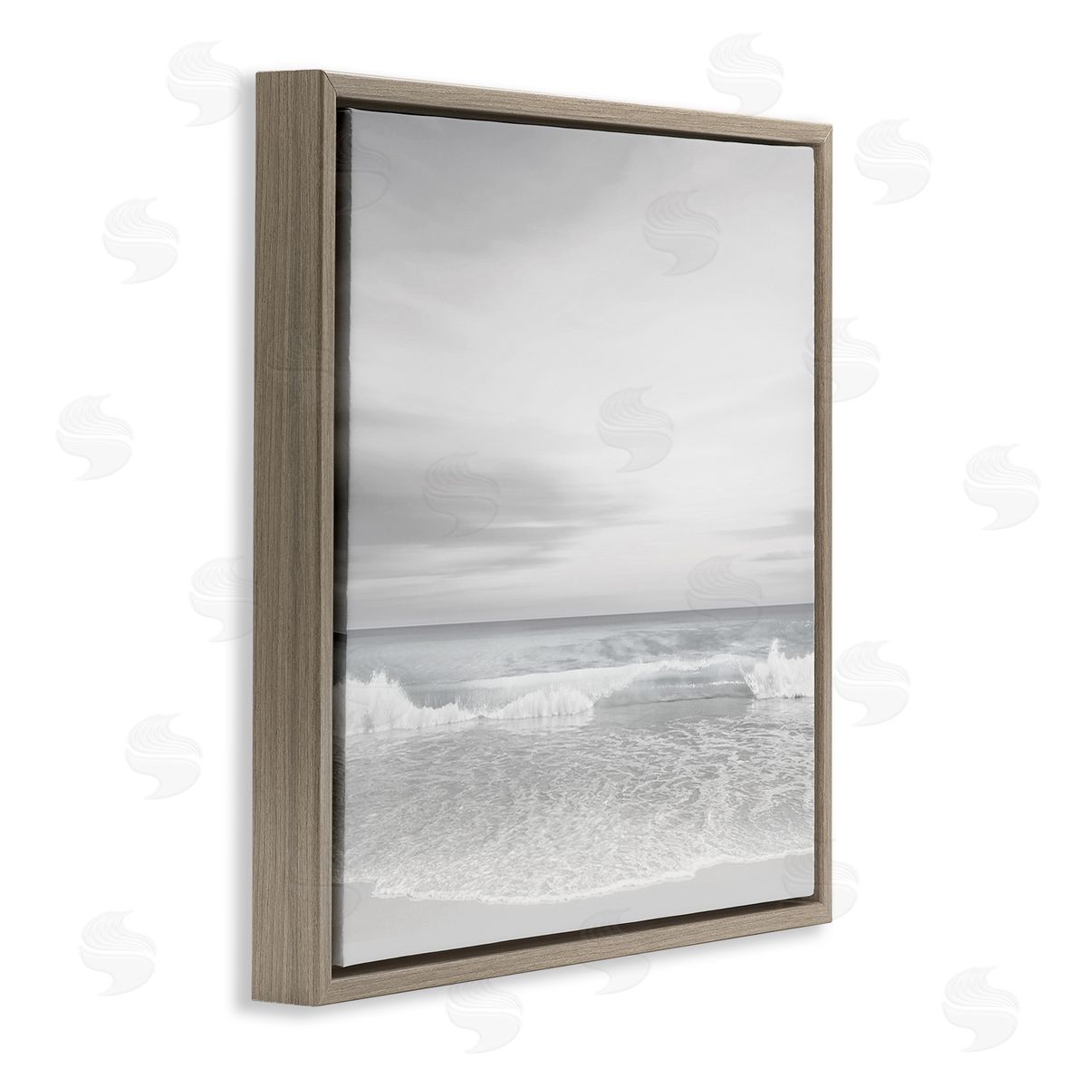 Soft Peaceful Beach Waves Brown Floating Frame Canvas Wall Art, Home Decor by Maggie Olsen