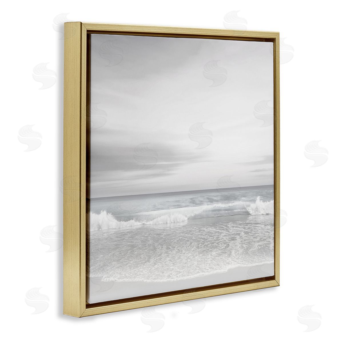 Soft Peaceful Beach Waves Gold Floating Frame Canvas Wall Art, Home Decor by Maggie Olsen
