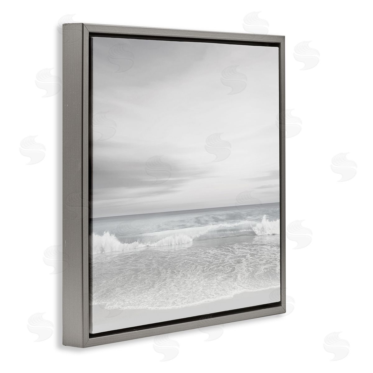 Soft Peaceful Beach Waves Grey Floating Frame Canvas Wall Art, Home Decor by Maggie Olsen