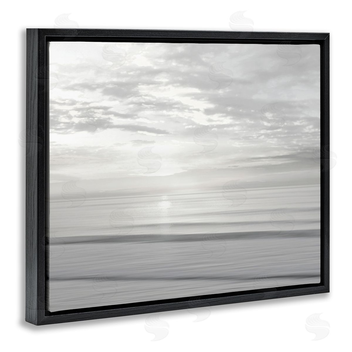 Soft Serene Beach Reflection Black Floating Frame Canvas Wall Art, Home Decor by Maggie Olsen