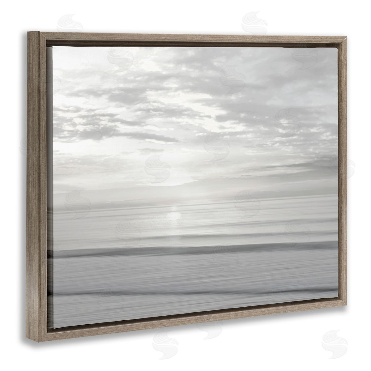 Soft Serene Beach Reflection Brown Floating Frame Canvas Wall Art, Home Decor by Maggie Olsen