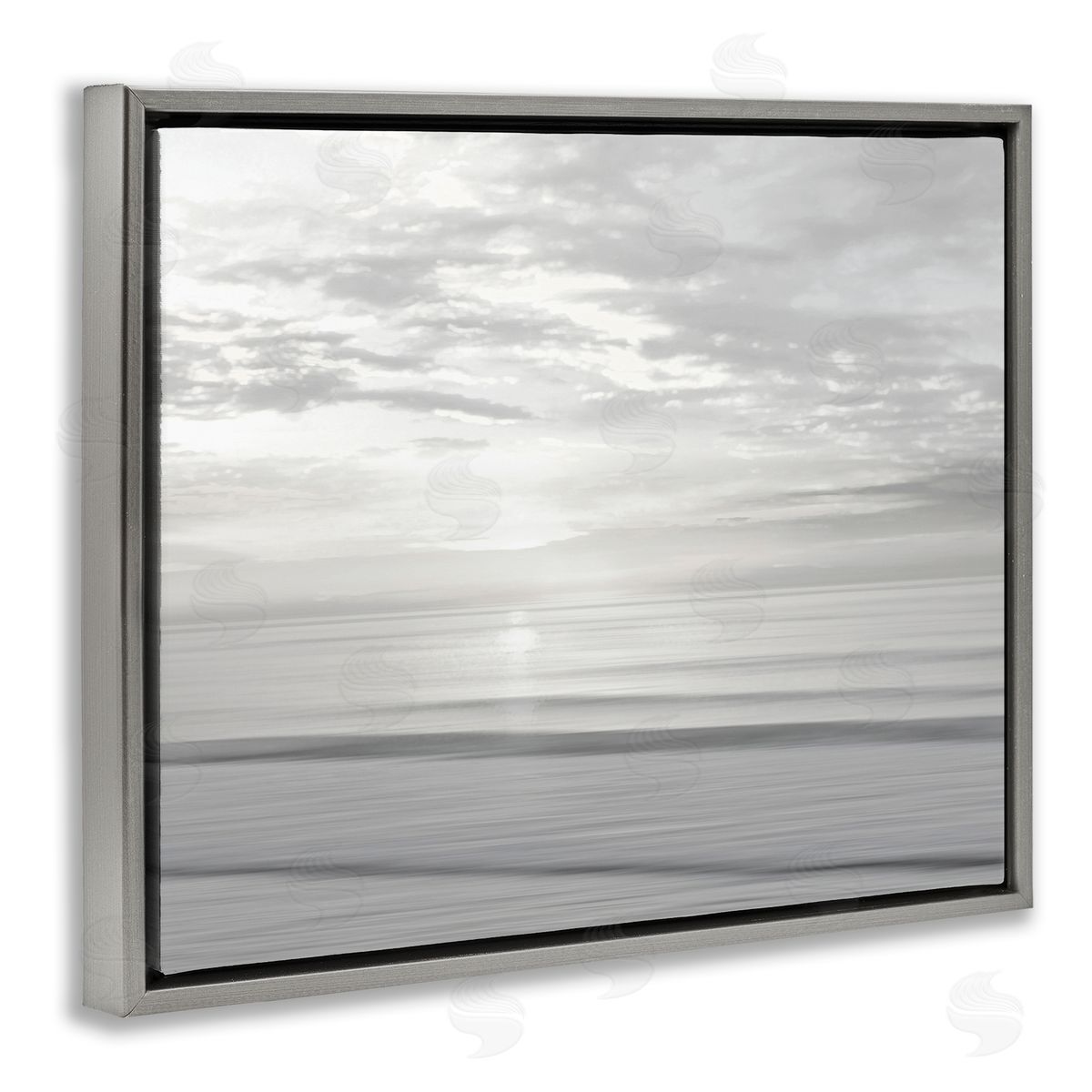 Soft Serene Beach Reflection Grey Floating Frame Canvas Wall Art, Home Decor by Maggie Olsen