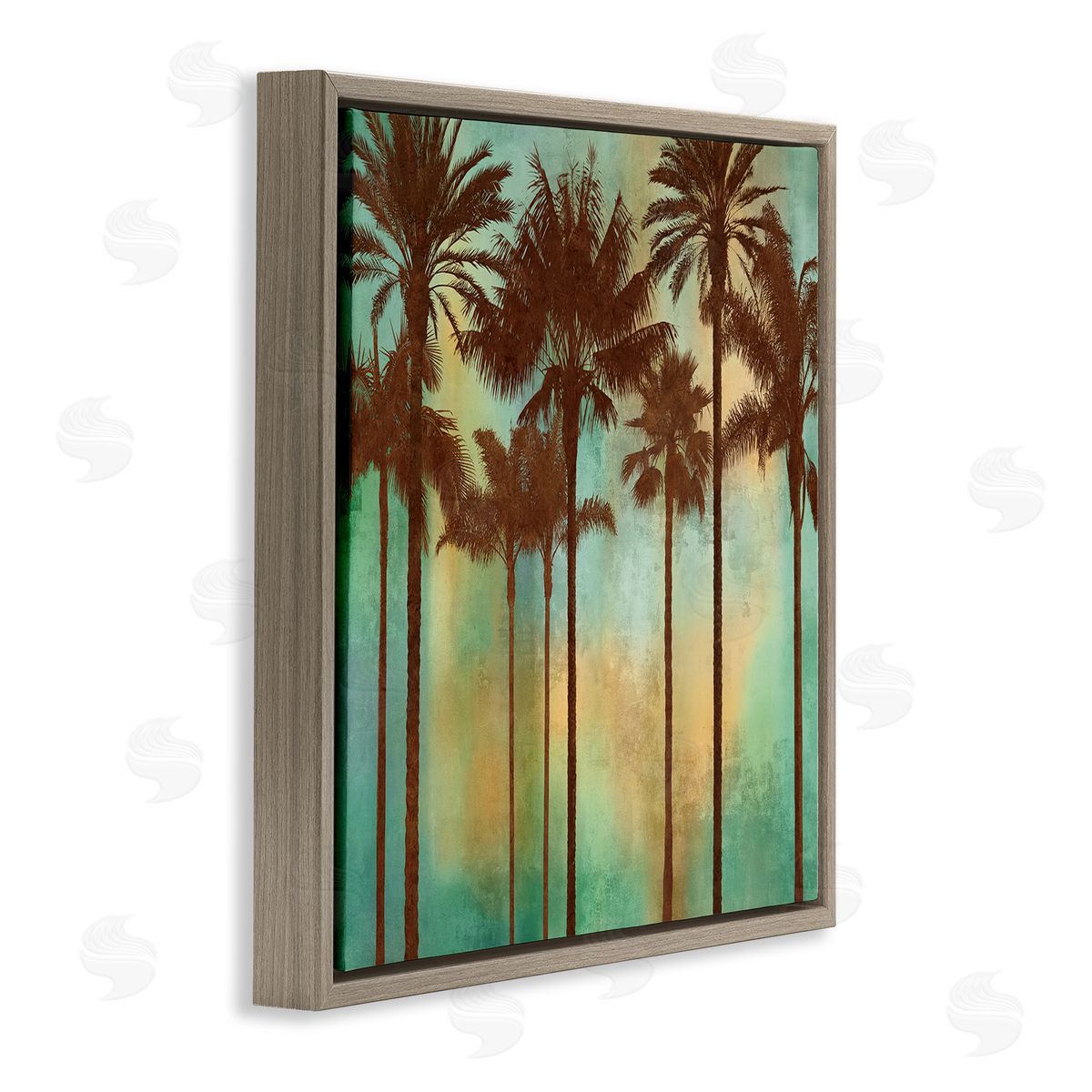 Palm Trees over Gradient Brown Floating Frame Canvas Wall Art, Home Decor by John Seba