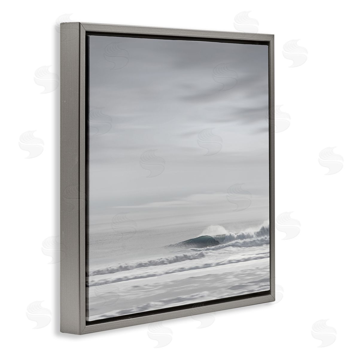 Misty Grey Beach Ripples Grey Floating Frame Canvas Wall Art, Home Decor by Maggie Olsen