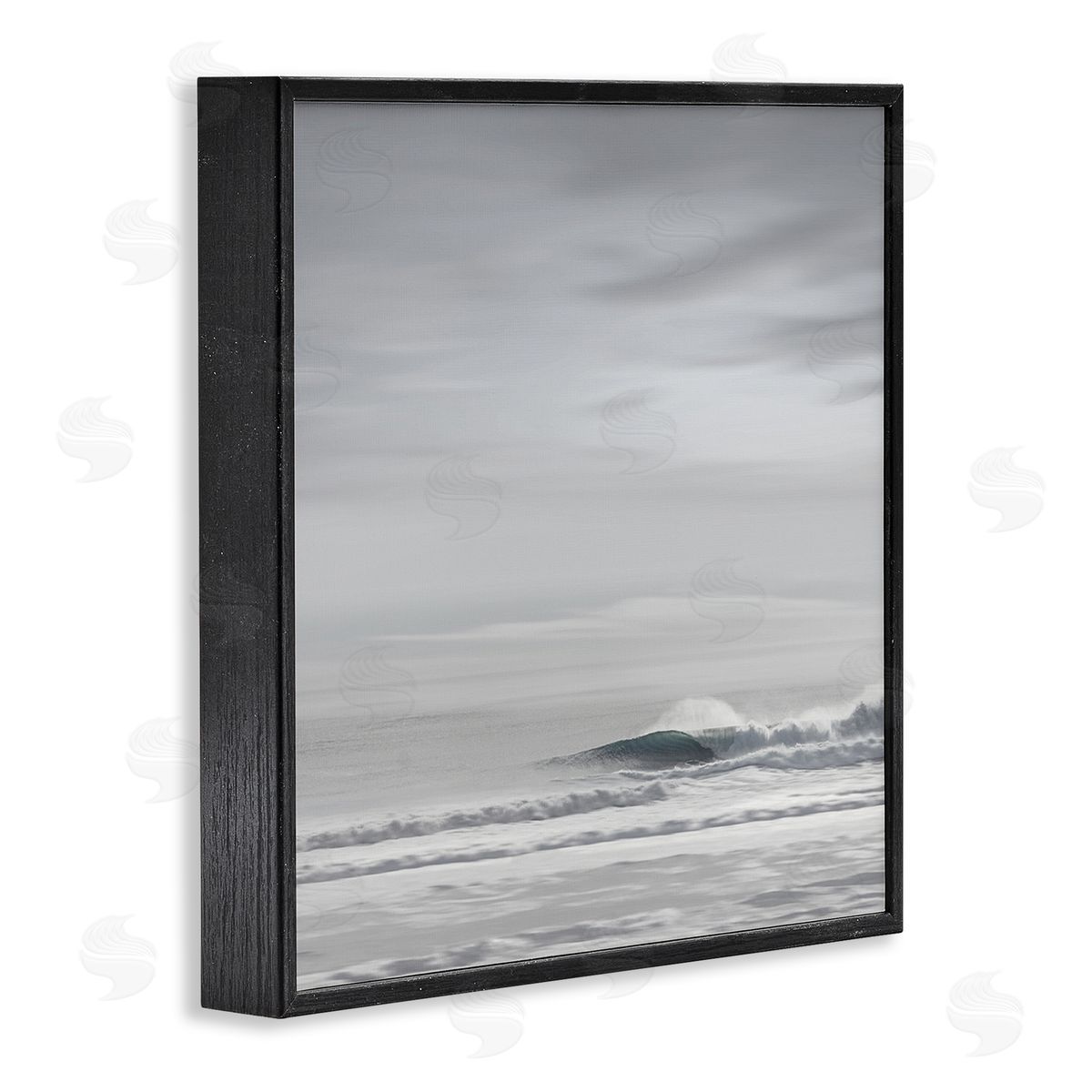 Misty Grey Beach Ripples Black Frame Print Wall Art, Home Decor by Maggie Olsen