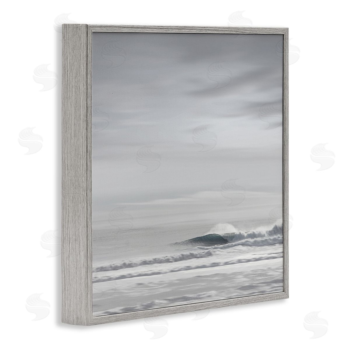 Misty Grey Beach Ripples Grey Frame Print Wall Art, Home Decor by Maggie Olsen