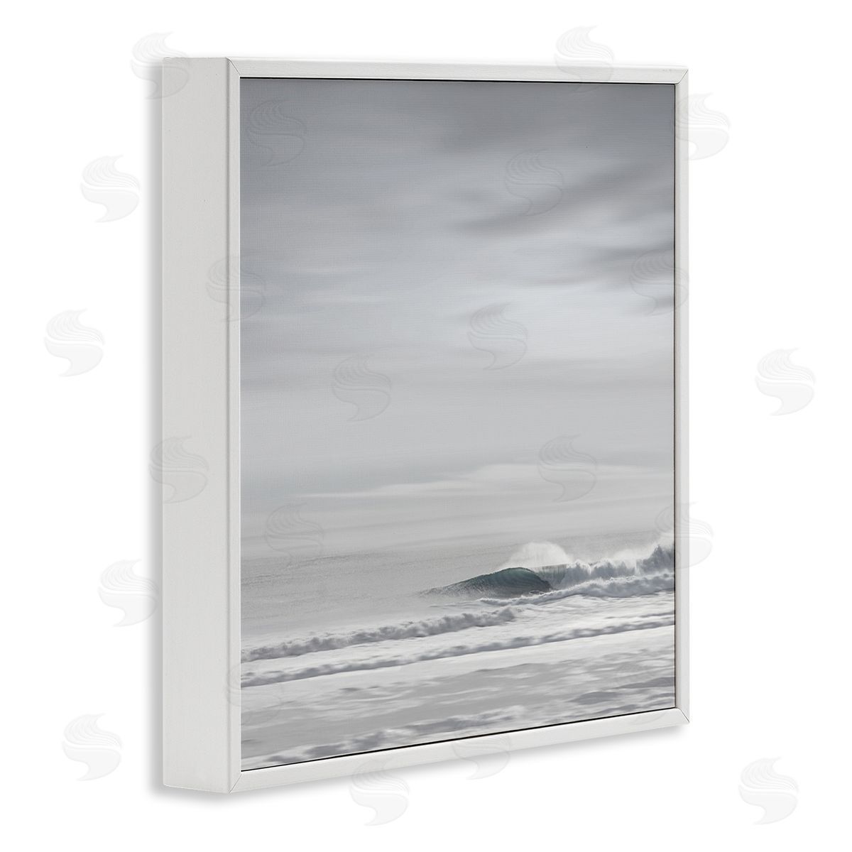 Misty Grey Beach Ripples White Frame Print Wall Art, Home Decor by Maggie Olsen