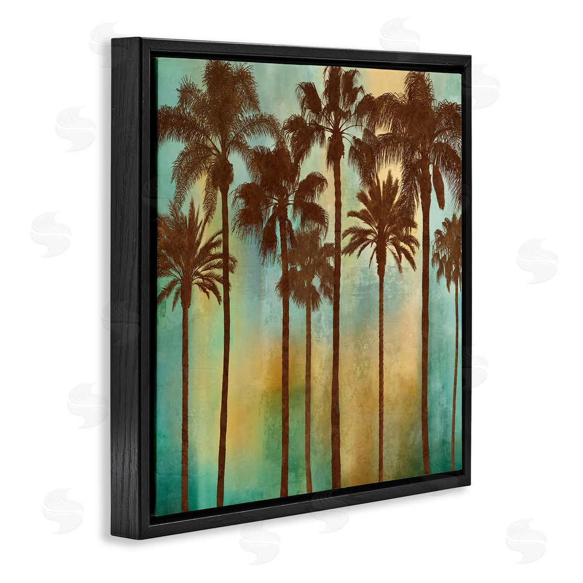 Looming Palms on Gradient Black Floating Frame Canvas Wall Art, Home Decor by John Seba