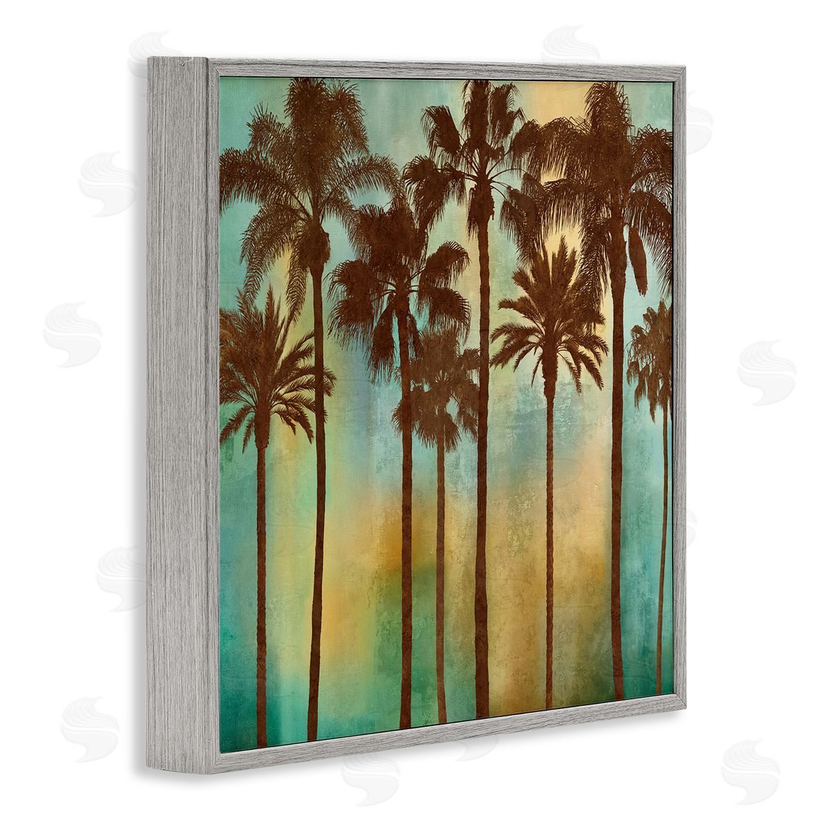 Looming Palms on Gradient Grey Frame Print Wall Art, Home Decor by John Seba