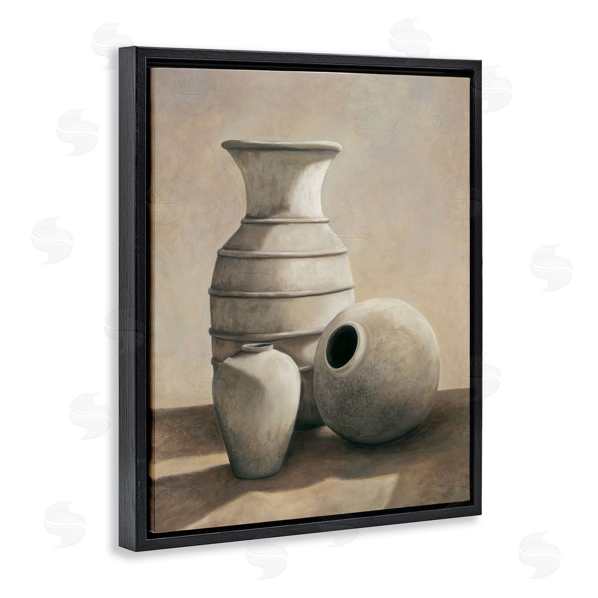 Traditional Vessels Still Life Black Floating Frame Canvas Wall Art, Home Decor by André Mazo
