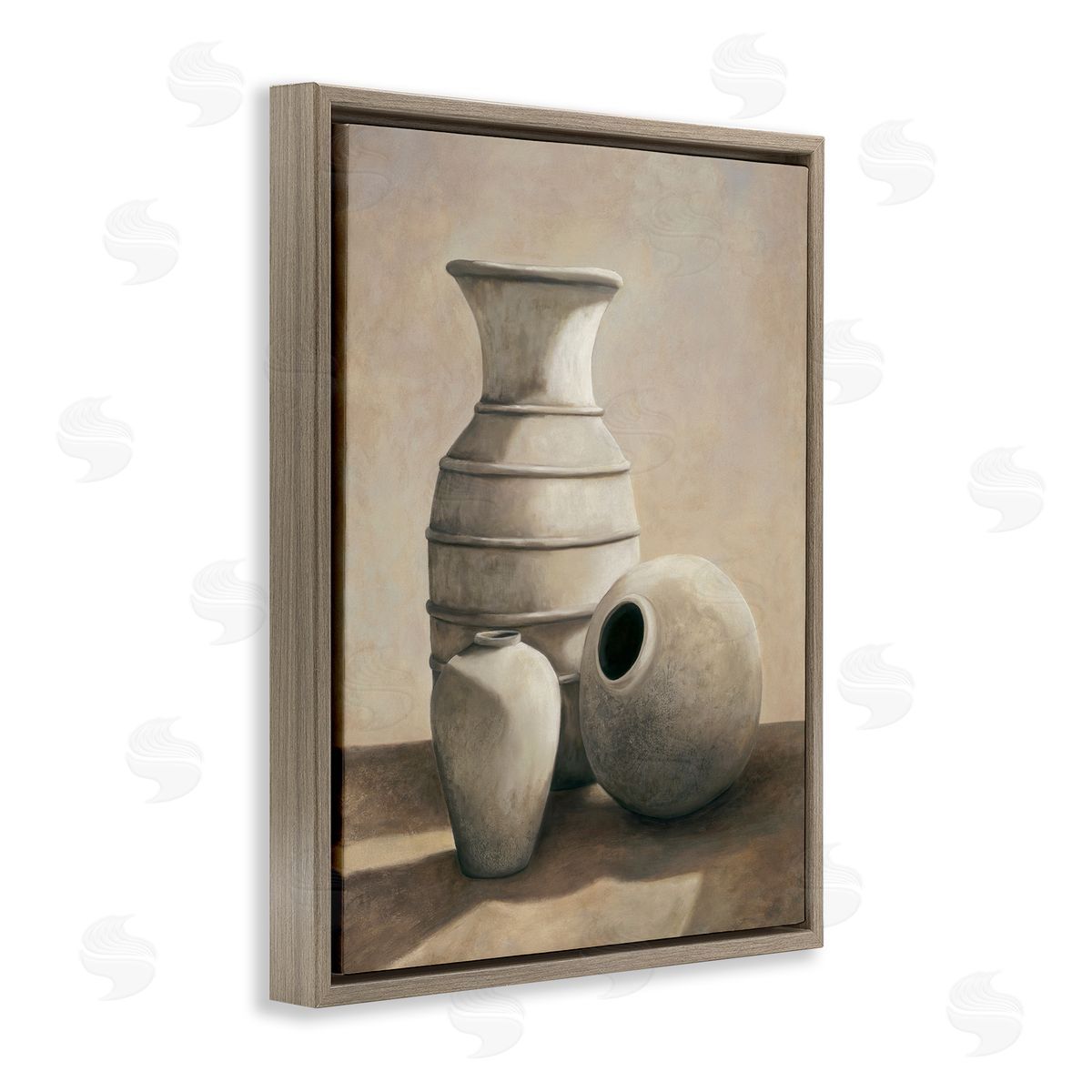 Traditional Vessels Still Life Brown Floating Frame Canvas Wall Art, Home Decor by André Mazo