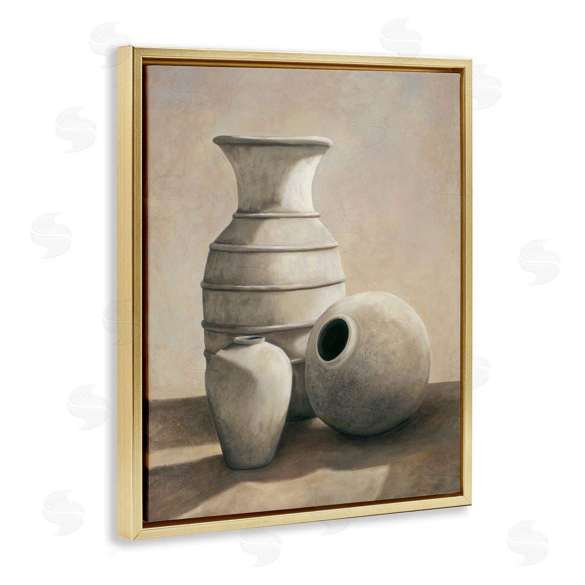 Traditional Vessels Still Life Gold Floating Frame Canvas Wall Art, Home Decor by André Mazo