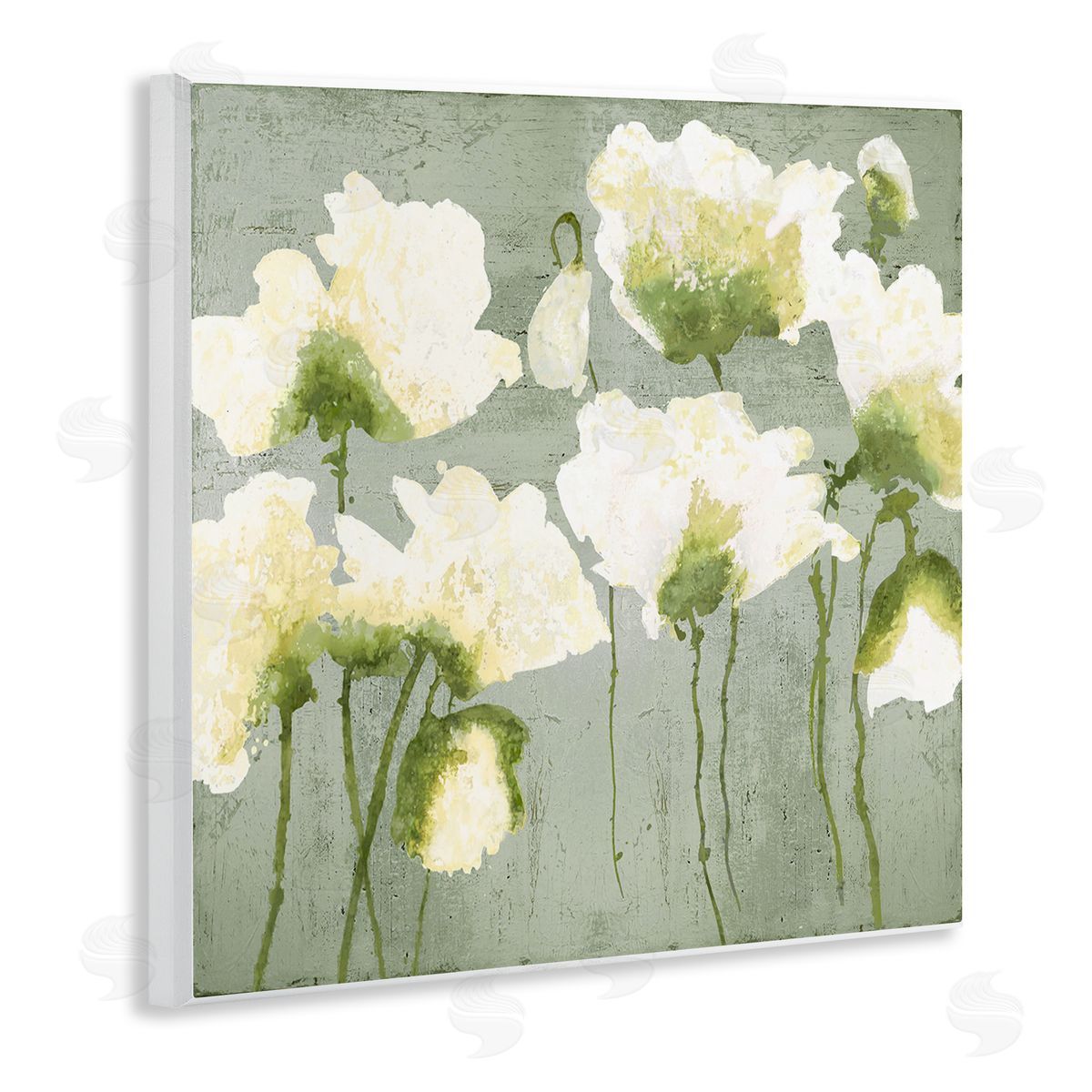 Modern White Flower Blooms Wood Plaque Wall Art, Home Decor by Vanessa Austin