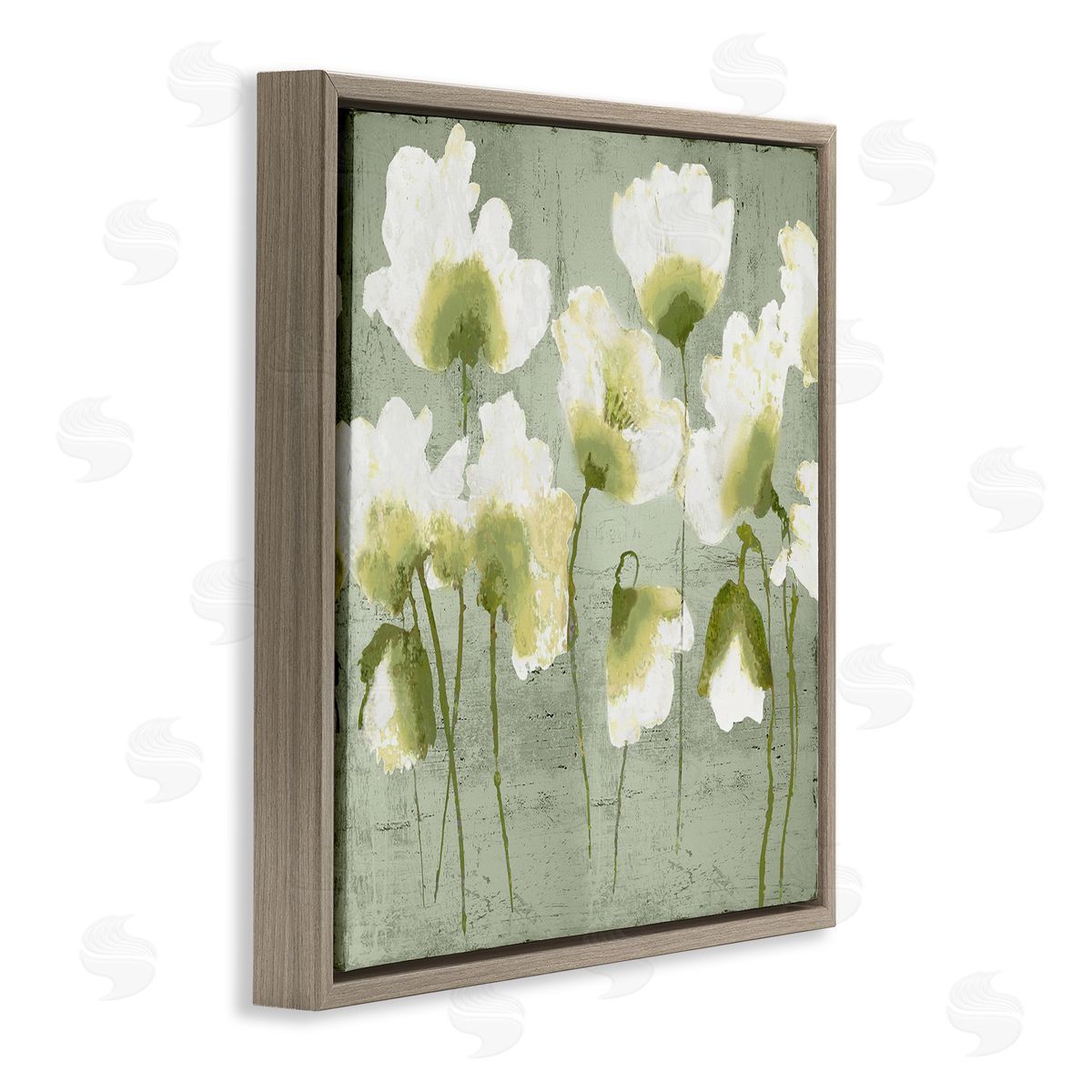 Charming Flower Impressions Brown Floating Frame Canvas Wall Art, Home Decor by Vanessa Austin