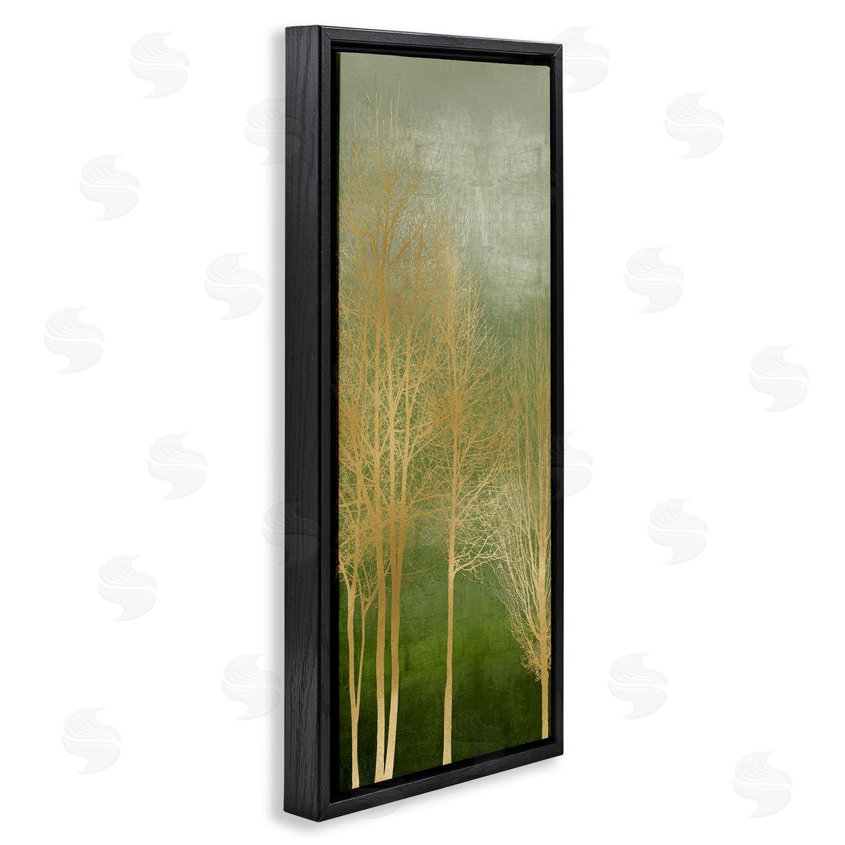 Minimal Gold Branches Black Floating Frame Canvas Wall Art, Home Decor by Kate Bennett