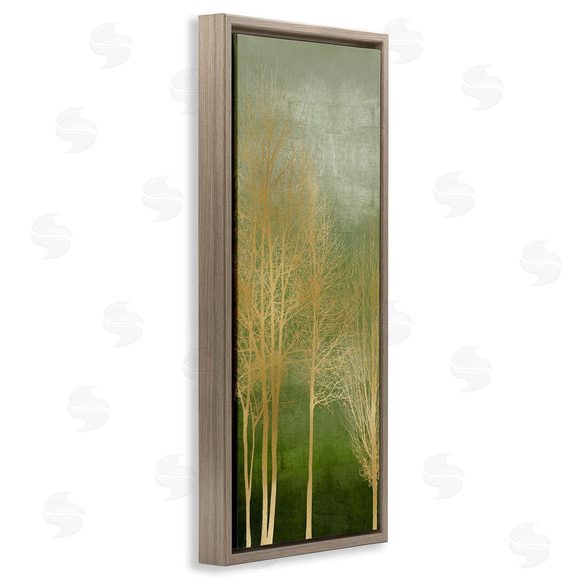Minimal Gold Branches Brown Floating Frame Canvas Wall Art, Home Decor by Kate Bennett