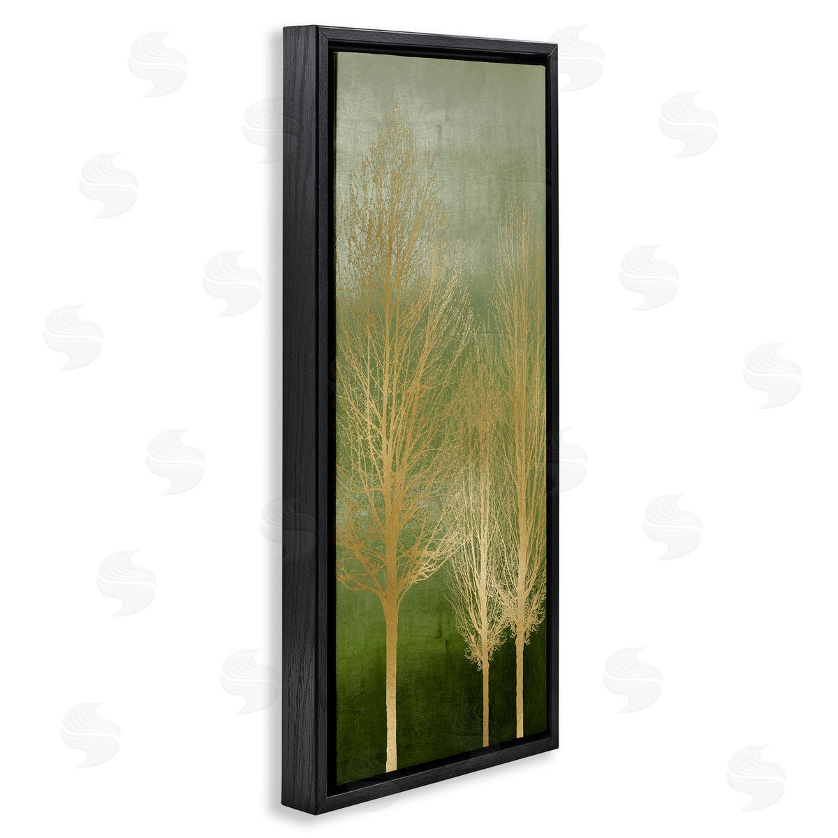 Tranquil Gold Branches Black Floating Frame Canvas Wall Art, Home Decor by Kate Bennett