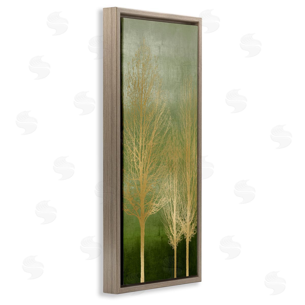 Tranquil Gold Branches Brown Floating Frame Canvas Wall Art, Home Decor by Kate Bennett