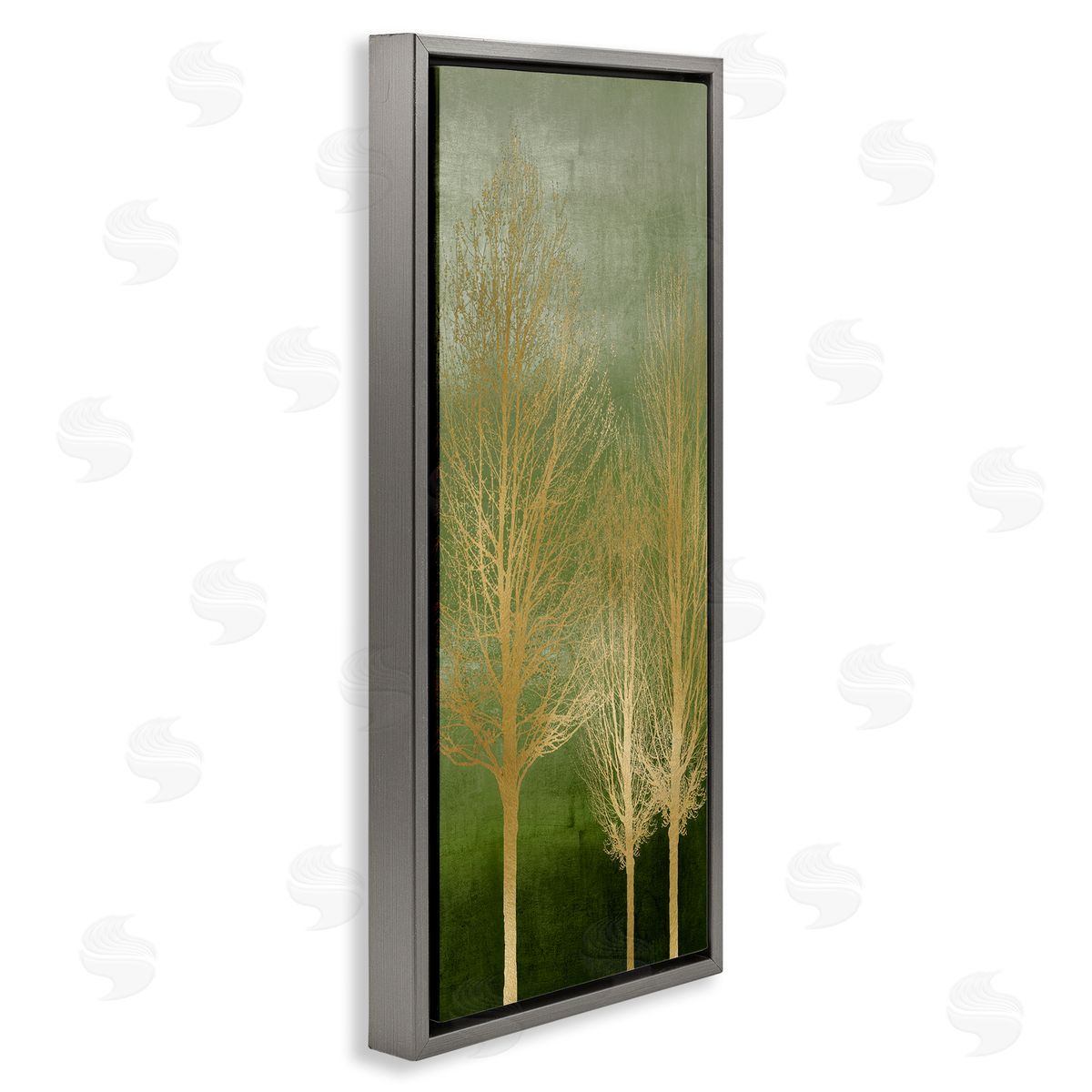 Tranquil Gold Branches Grey Floating Frame Canvas Wall Art, Home Decor by Kate Bennett
