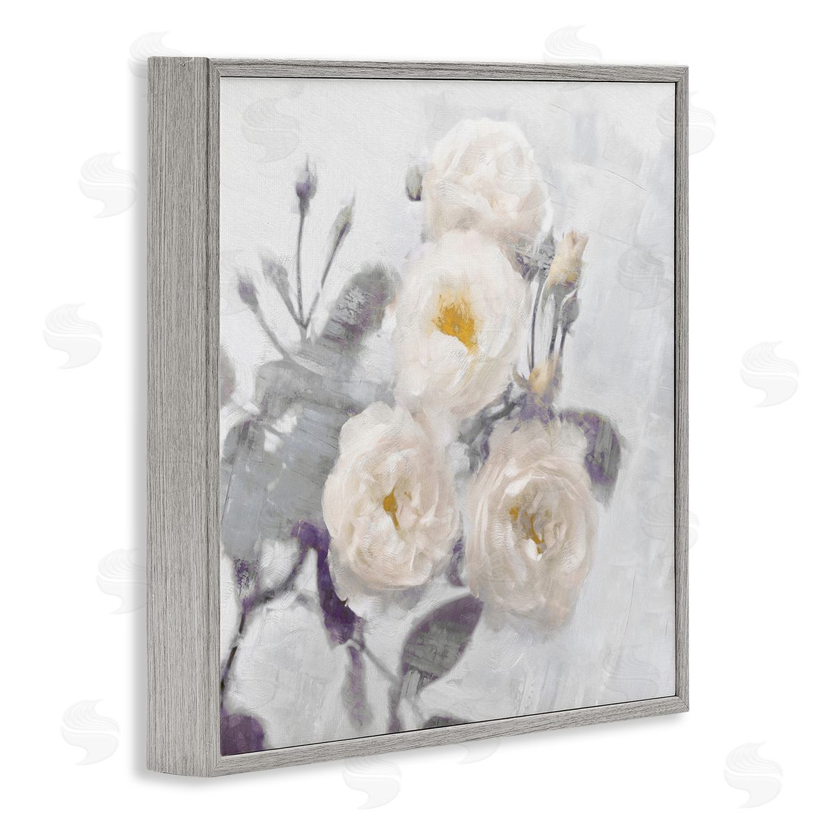 Bundle of White Blooms Grey Frame Print Wall Art, Home Decor by Emily Ford