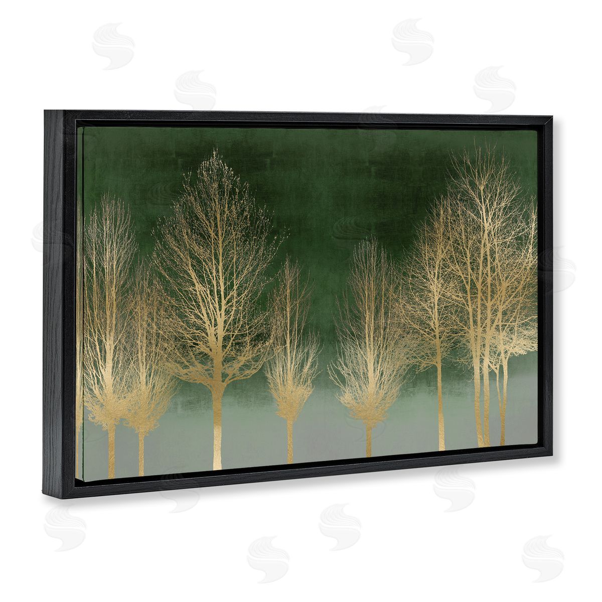 Gold Gradient Forest Black Floating Frame Canvas Wall Art, Home Decor by Kate Bennett