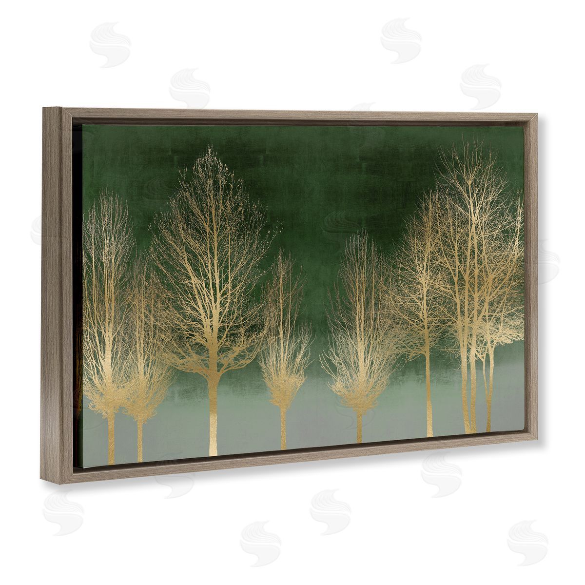 Gold Gradient Forest Brown Floating Frame Canvas Wall Art, Home Decor by Kate Bennett