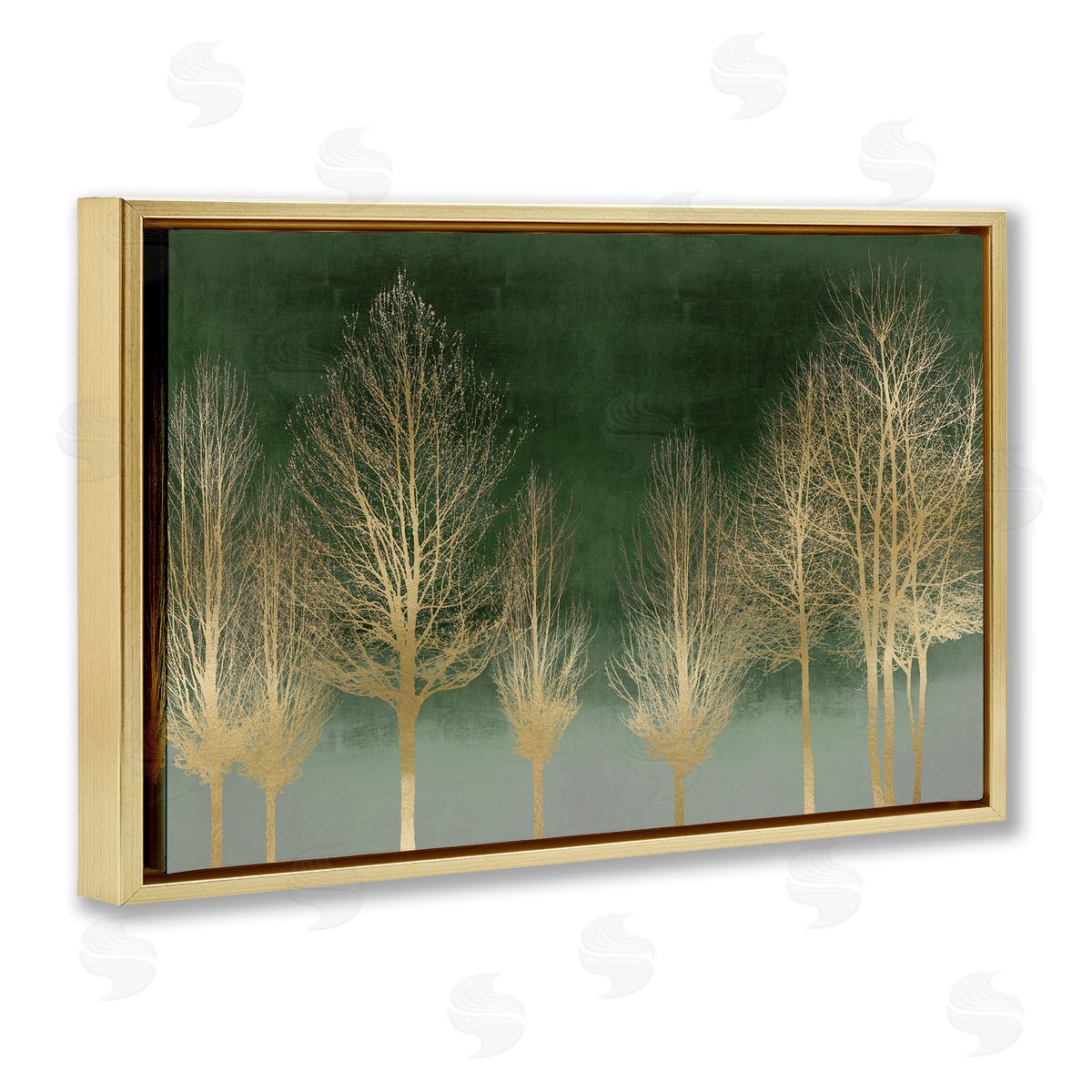 Gold Gradient Forest Gold Floating Frame Canvas Wall Art, Home Decor by Kate Bennett