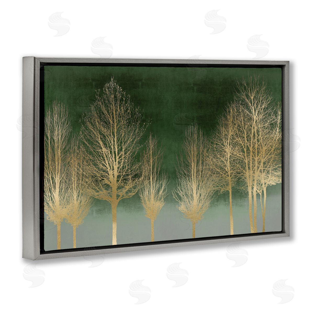 Gold Gradient Forest Grey Floating Frame Canvas Wall Art, Home Decor by Kate Bennett