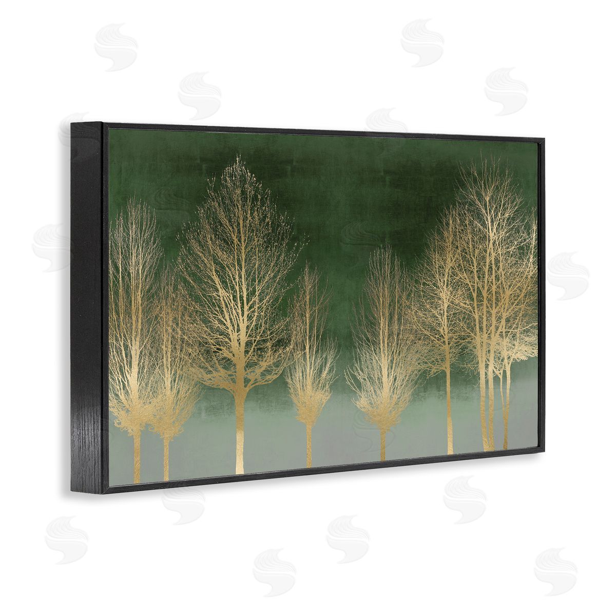 Gold Gradient Forest Black Frame Print Wall Art, Home Decor by Kate Bennett