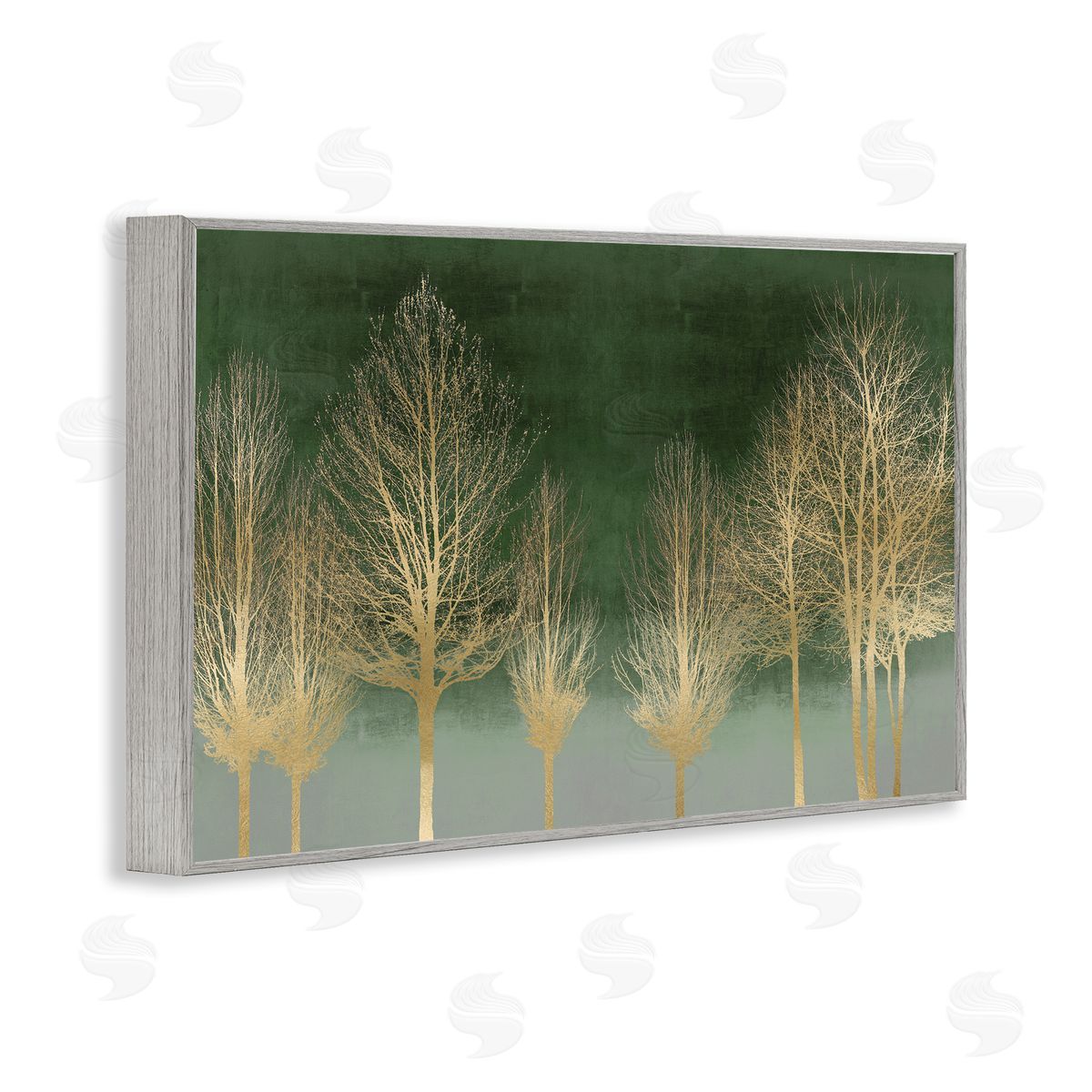 Gold Gradient Forest Grey Frame Print Wall Art, Home Decor by Kate Bennett