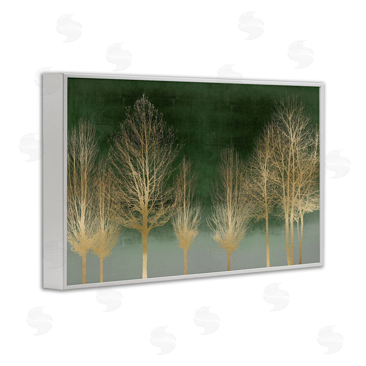 Gold Gradient Forest White Frame Print Wall Art, Home Decor by Kate Bennett