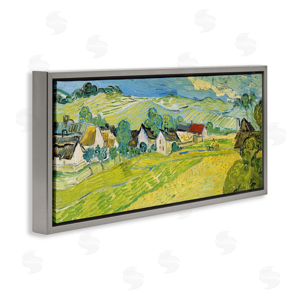 Classic Vast Countryside Grey Floating Frame Canvas Wall Art, Home Decor by Vincent Van Gogh