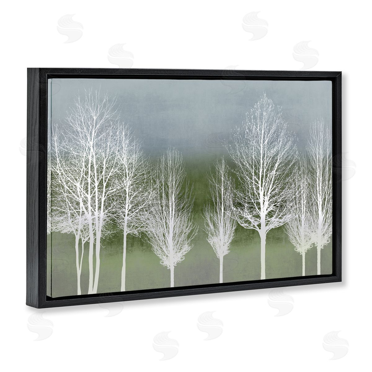 White Tree Impressions Black Floating Frame Canvas Wall Art, Home Decor by Kate Bennett