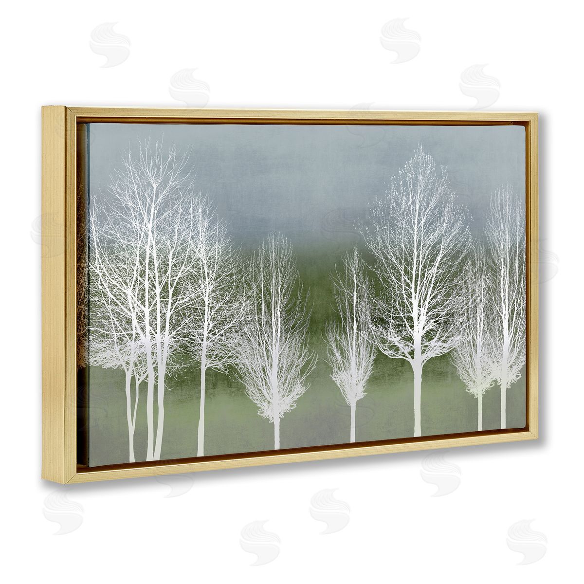 White Tree Impressions Gold Floating Frame Canvas Wall Art, Home Decor by Kate Bennett