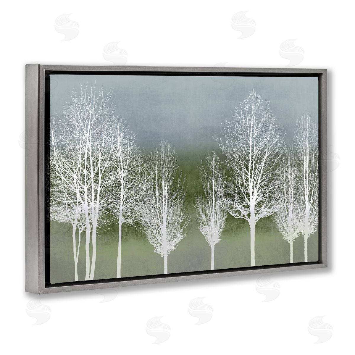 White Tree Impressions Grey Floating Frame Canvas Wall Art, Home Decor by Kate Bennett