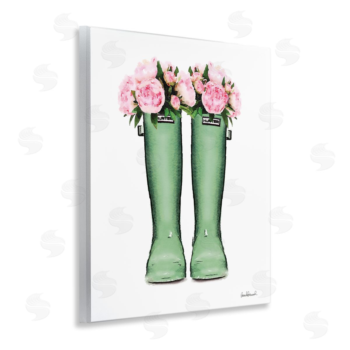 Country Boots with Peonies Wood Plaque Wall Art, Home Decor by Amanda Greenwood