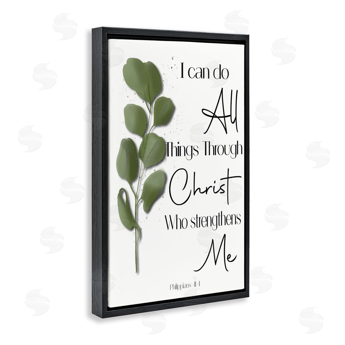 Proverb & Herb Sprig Black Floating Frame Canvas Wall Art, Home Decor by Amber Clarkson