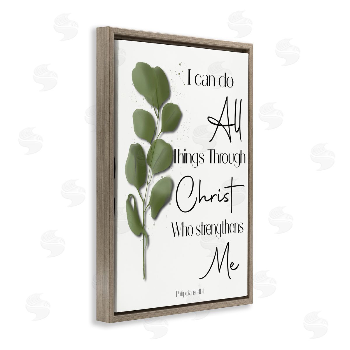 Proverb & Herb Sprig Brown Floating Frame Canvas Wall Art, Home Decor by Amber Clarkson