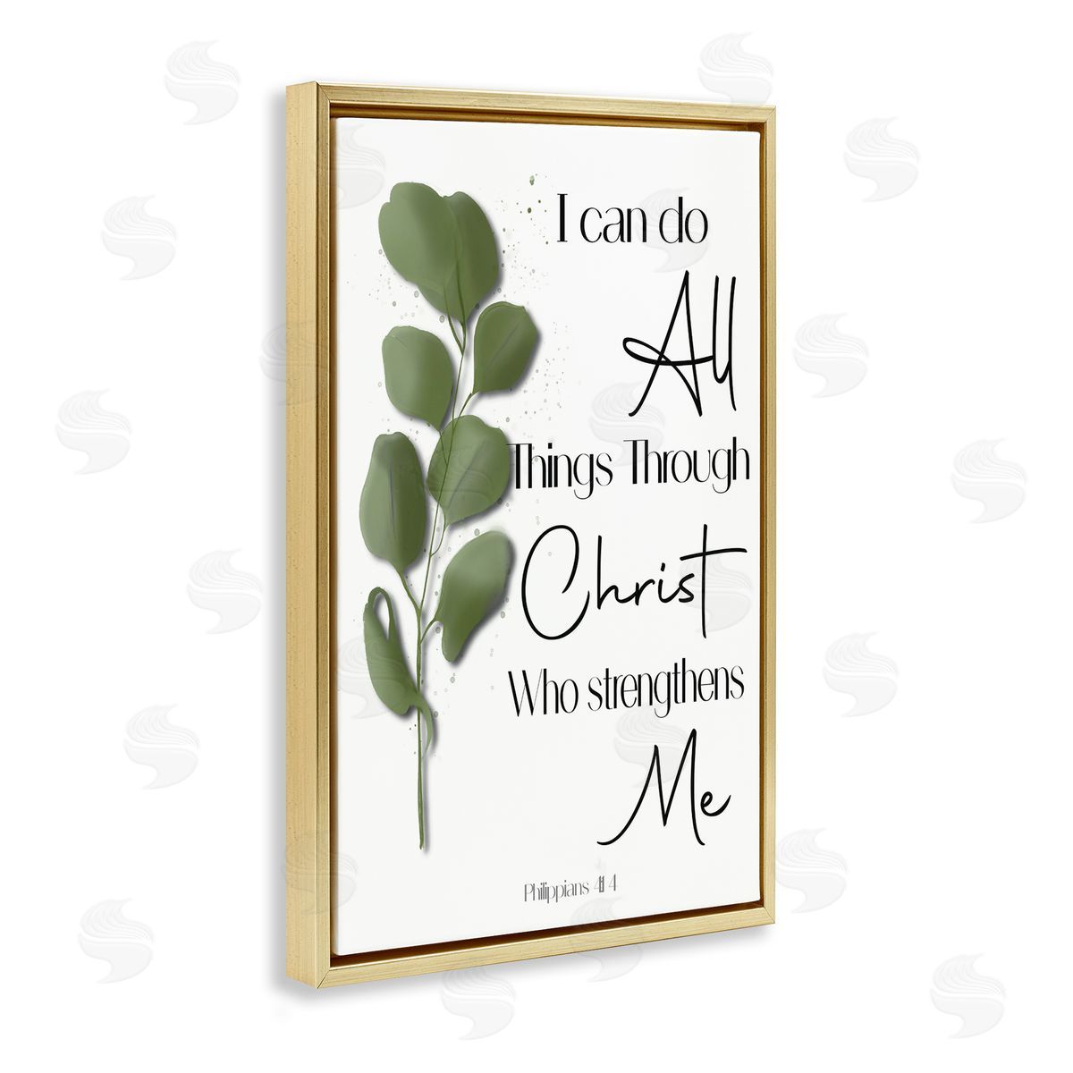 Proverb & Herb Sprig Gold Floating Frame Canvas Wall Art, Home Decor by Amber Clarkson