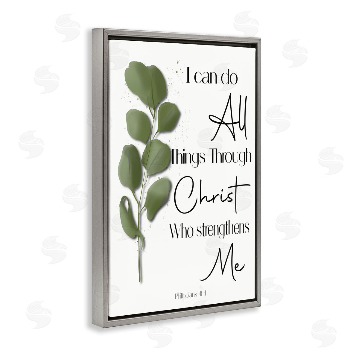 Proverb & Herb Sprig Grey Floating Frame Canvas Wall Art, Home Decor by Amber Clarkson