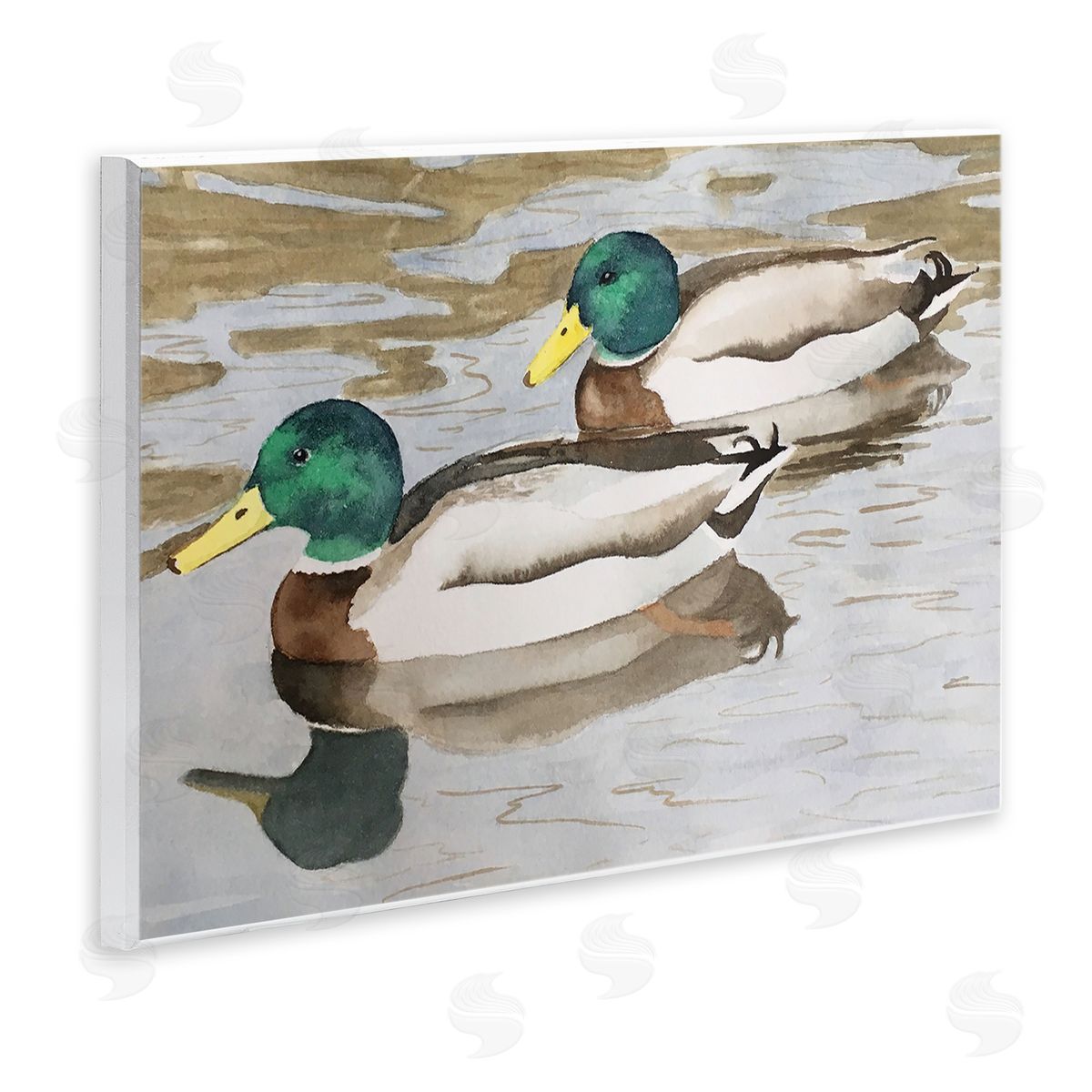Mallard Ducks Pair Wood Plaque Wall Art, Home Decor by Stephanie Fielden