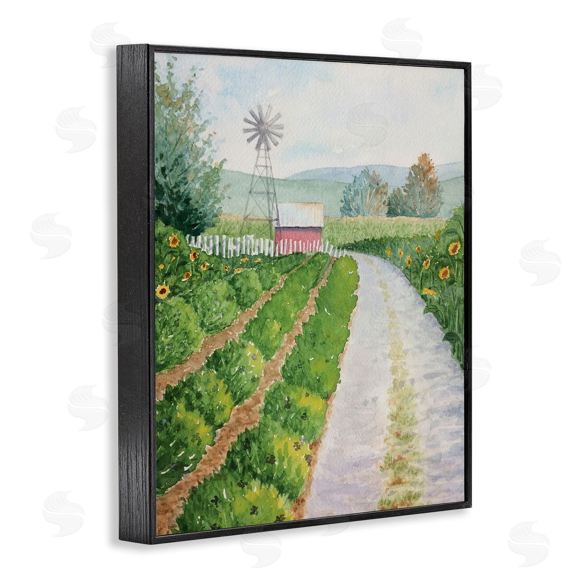 Tranquil Farm Path Black Frame Print Wall Art, Home Decor by Stephanie Fielden
