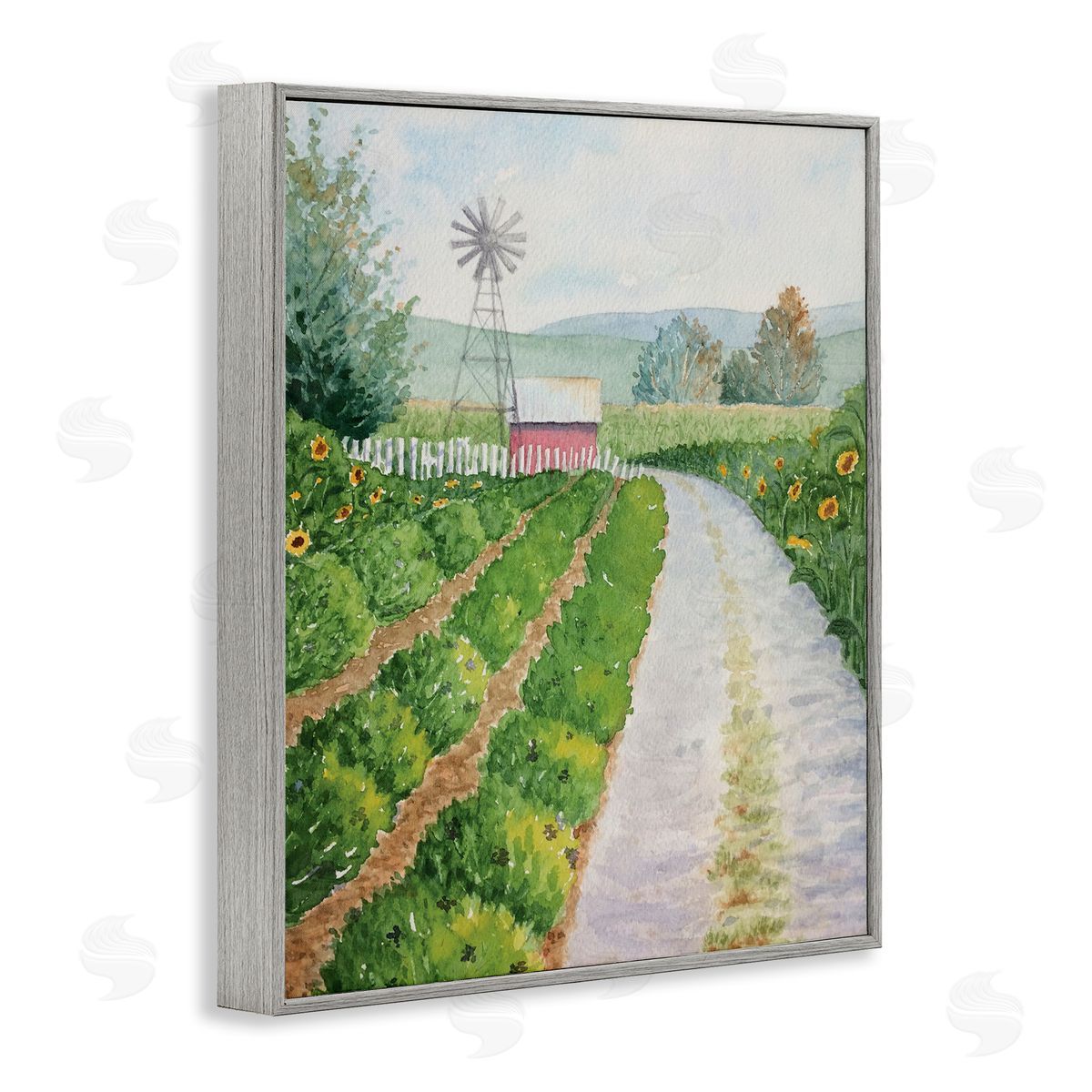 Tranquil Farm Path Grey Frame Print Wall Art, Home Decor by Stephanie Fielden