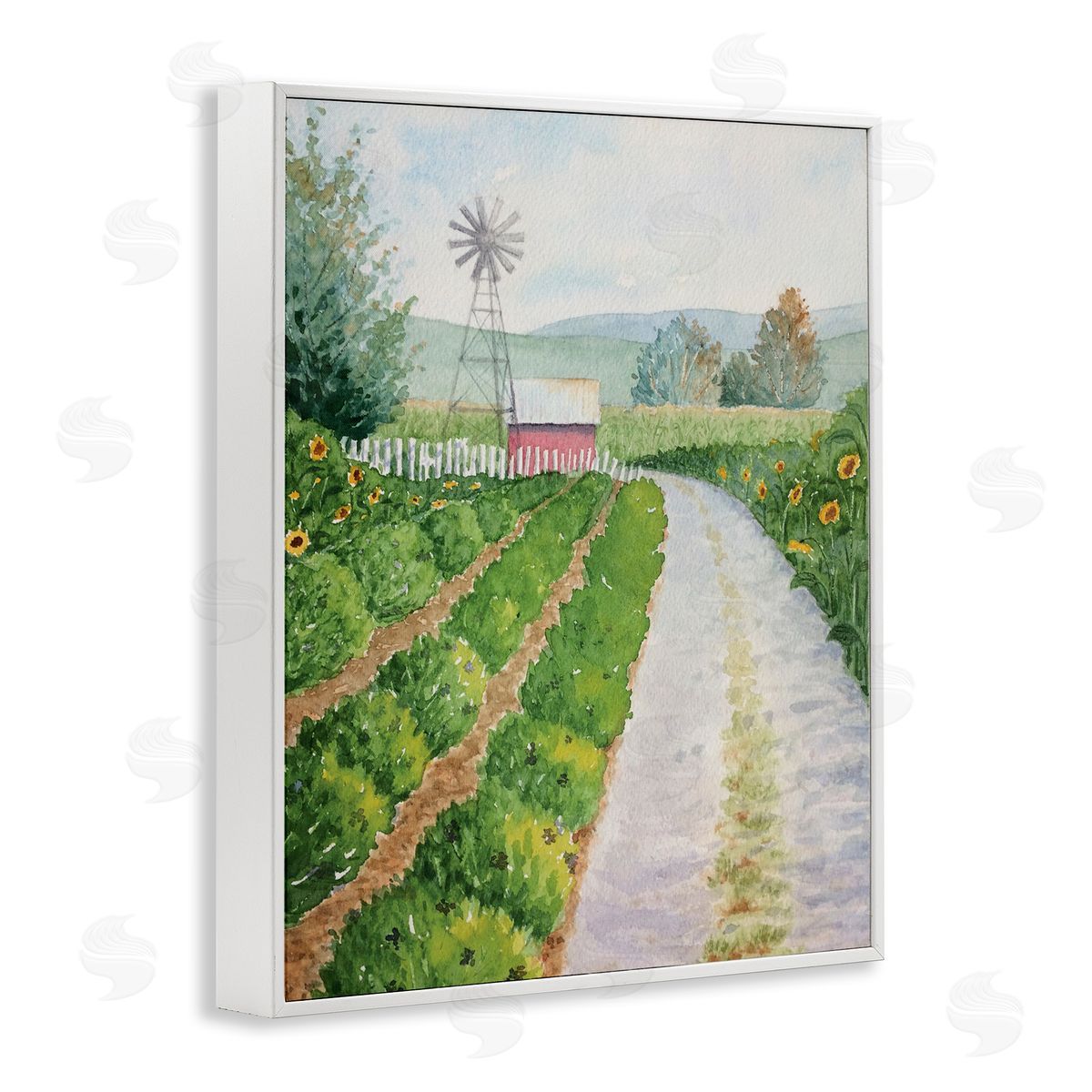 Tranquil Farm Path White Frame Print Wall Art, Home Decor by Stephanie Fielden