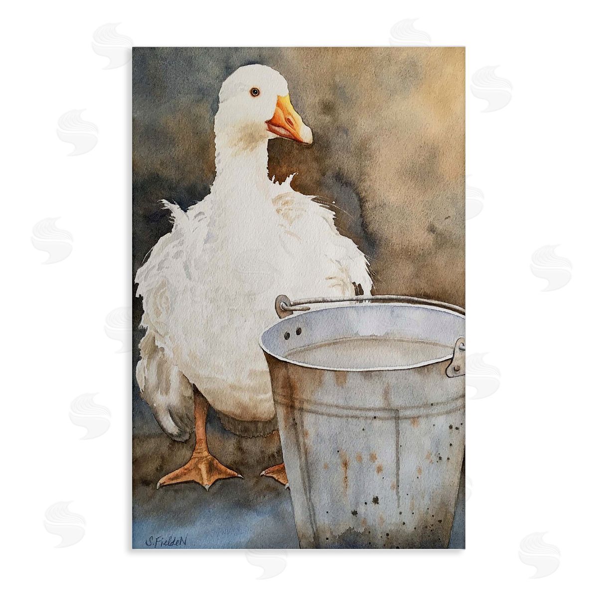 Duck & Country Pail Canvas Wall Art, Home Decor by Stephanie Fielden