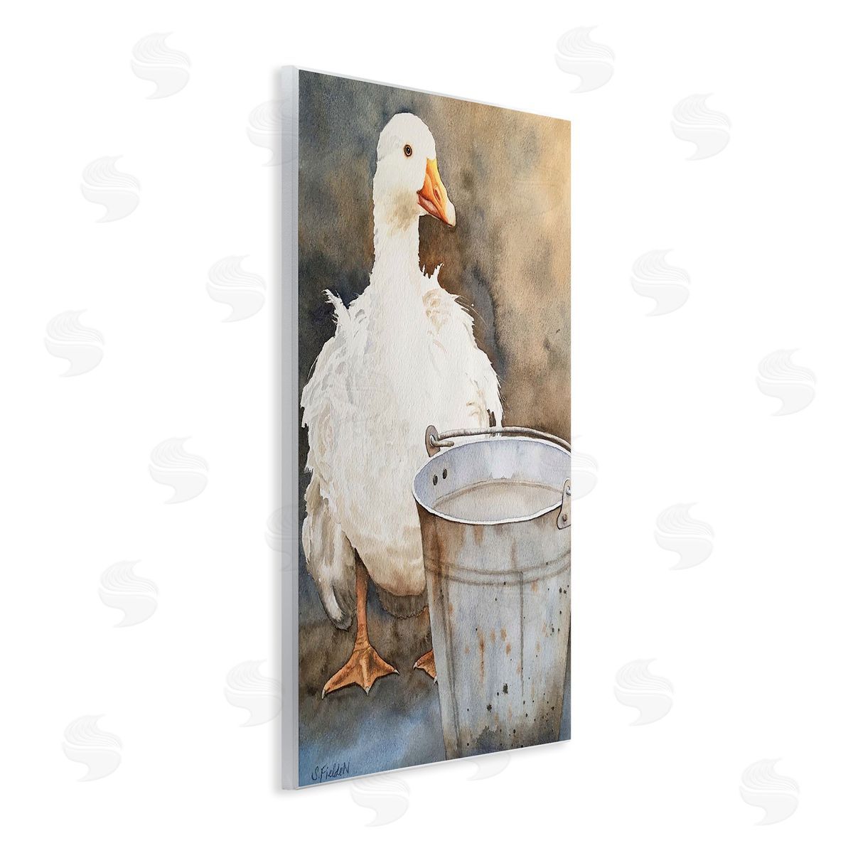 Duck & Country Pail Wood Plaque Wall Art, Home Decor by Stephanie Fielden