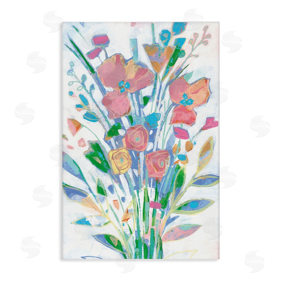 Pastel Joyful Bouquet Canvas Wall Art, Home Decor by Stephanie Fielden