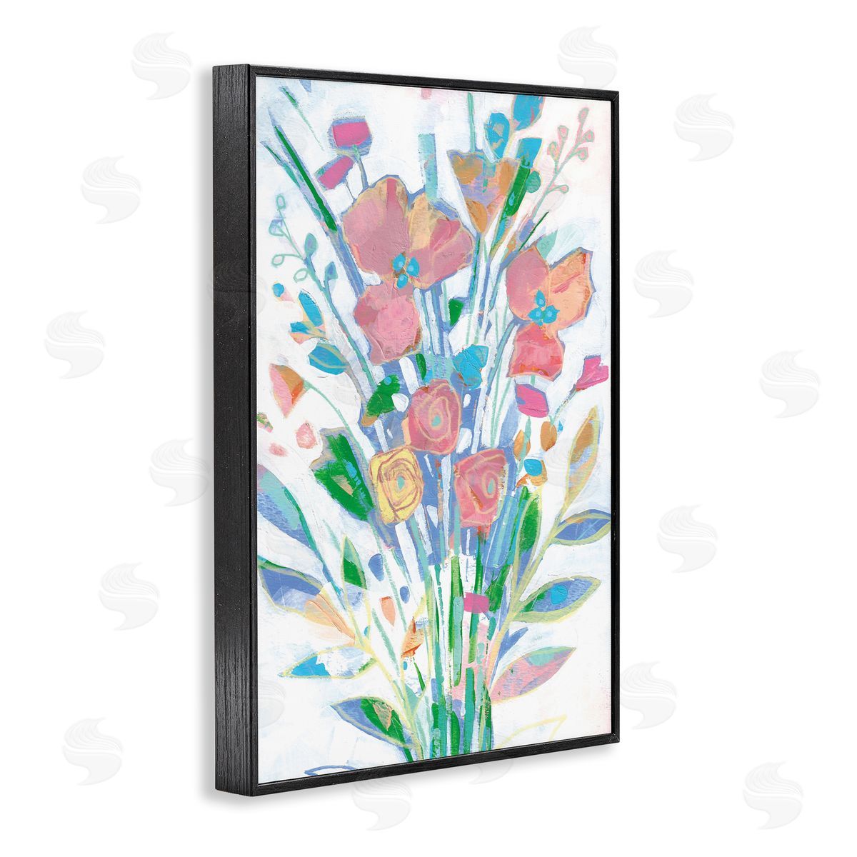 Pastel Joyful Bouquet Black Frame Print Wall Art, Home Decor by Stephanie Fielden