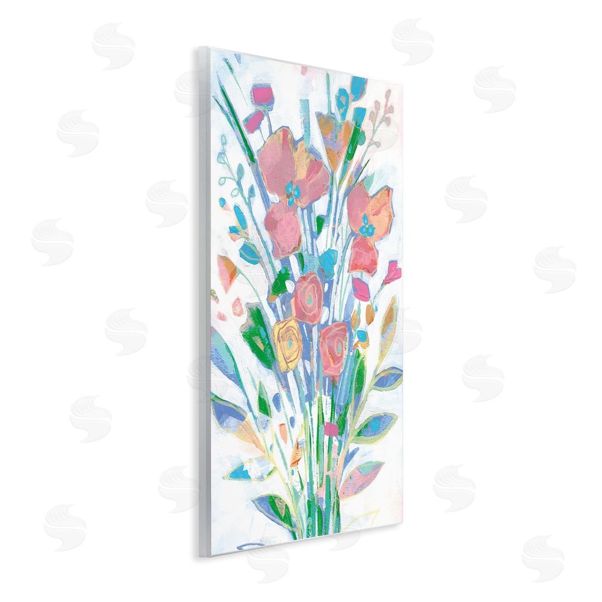 Pastel Joyful Bouquet Wood Plaque Wall Art, Home Decor by Stephanie Fielden