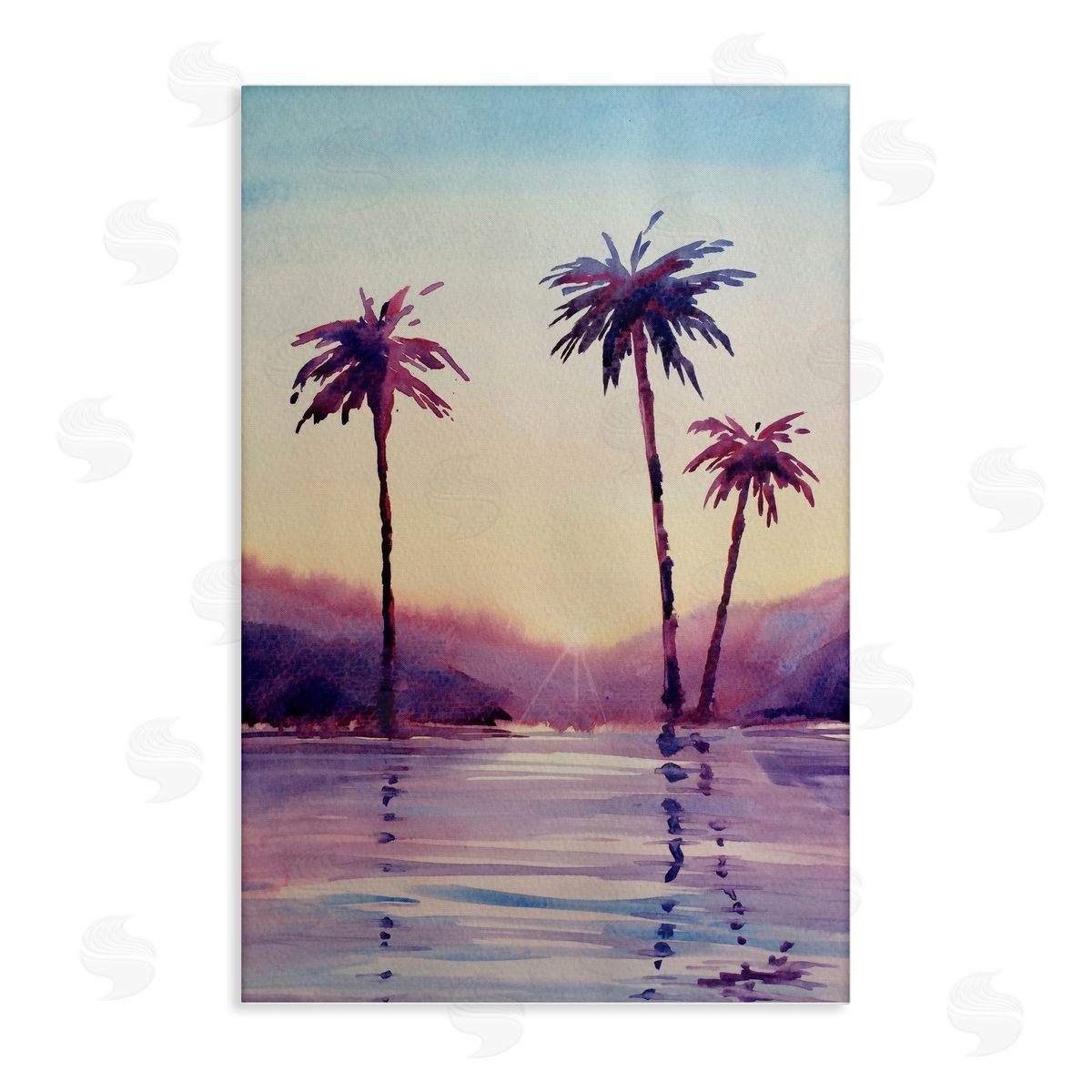 Purple Hued Palm Trees Canvas Wall Art, Home Decor by Stephanie Fielden